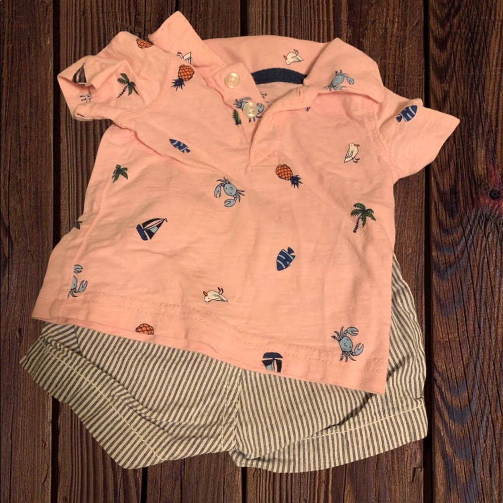 Carters boys newborn collared shirt set